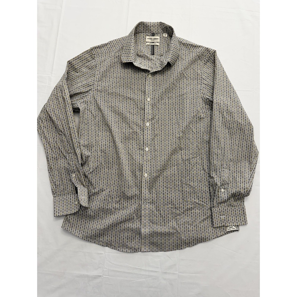 Crosby & Howard Shirt Mens XL White Bunny Print Long Sleeve Button Up‎ Easter